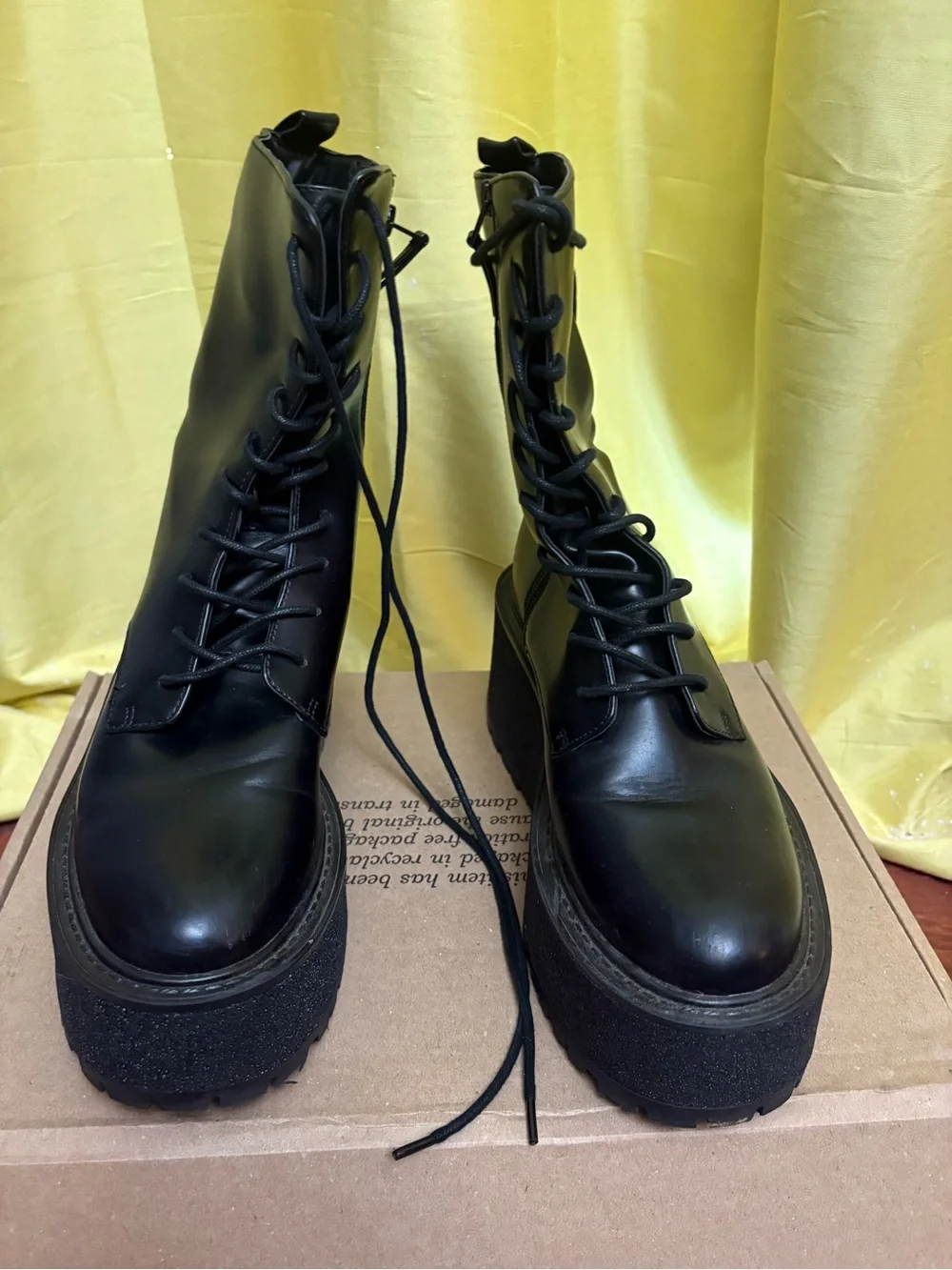 Circus by Sam Edelman Black Platform Lace-Up Boots